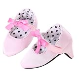 Newborn Baby Girls Princess Shoes Bowknot Soft Sole Crib Shoes with High Heels First Walkers (Pink, 0-6 Months)