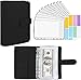 Classeur A6, Classeur A6 en similicuir avec 12 Pochettes Transparentes Zippées Dossier, Pour La Budgétisation De L'argent Enveloppes Économiser Organisateur - Noir