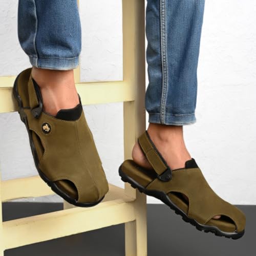 Image of Centrino Men's Sandals | Slingback Strap with Cushioned Black Footbed | Closed-Toe Clog Sandals | Stylish Sandal with Grip Insole | Comfortable Casual Footwear for Office, Travel & Walking (9585)