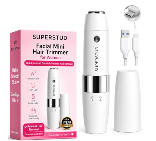 Image of SUPERSTUD Face Trimmer for Women Facial Hair || Facial Hair Removal Machine || || Rechargeable Electric Trimmer for Woman || 1 Year Warranty || Face, Upper Lips, Chin, Peach Fuzz and Eyebrow Trimmer - 90 Min Runtime