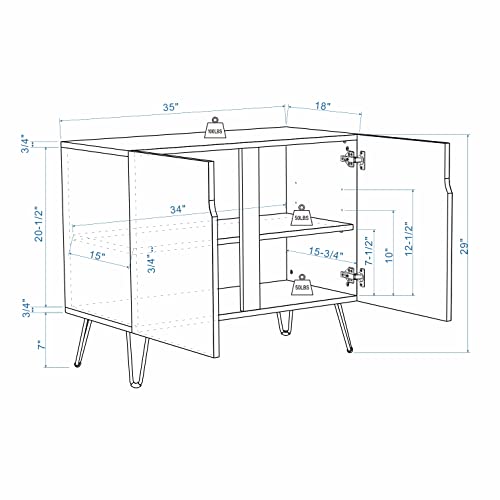 Signwin Sideboard Buffet Cabinet, Kitchen Storage Cabinet With 2 Doors, Multicolor Blue Pink Tile Patterns, Cupboard Console Table For Dining Room - 35" L X 18" W X 29" H #TOP1
