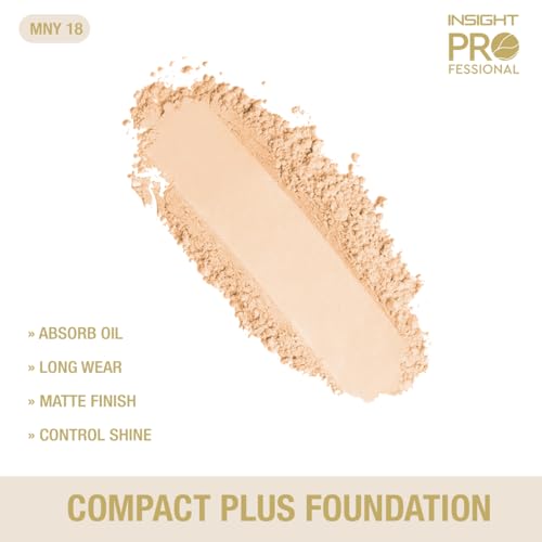 Image of INSIGHT Professional Compact Plus Foundation 15g - Shade MN18 | Creamy Pressed Powder Base with Flawless Coverage, Long Lasting & Smooth Finish