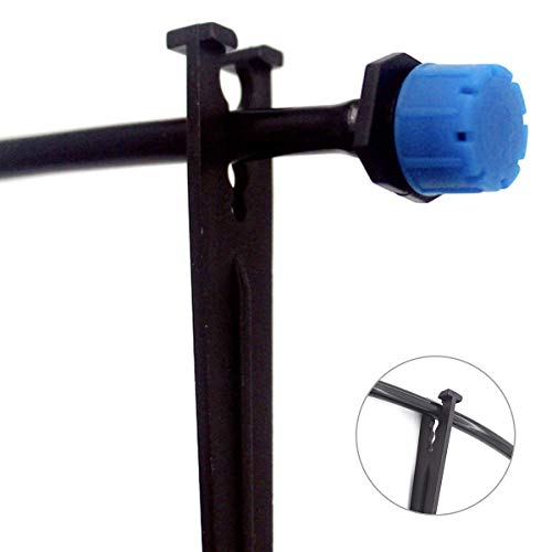 Irrigation Drip Support Stakes 1/8" 1/4" Tubing Hose For Vegetable Gardens Flower Beds Herbs Gardens Black 100 Pack #TOP3
