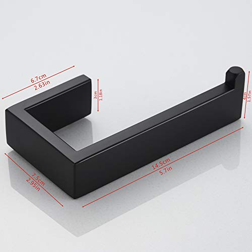 Junsun Rectangular Toilet Paper Holder Stainless Steel Contemporary Tissue Holder Bathroom Hardware Modern Euro Paper Towel Roll Holder Toilet Roll Holder Bathroom Accessories Wall Mounted Matte Black #TOP6