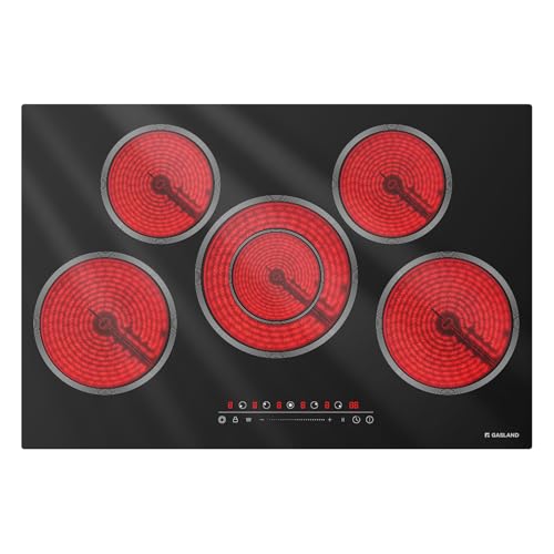 GASLAND 30 Inch Electric Cooktop 5 Burners, 8200W Built-in Radiant Glass Stove Top, 220-240V Electric Ceramic Cooktop with 9 Power Levels, Slide Touch Control, Child Safety Lock &Timer, Hard Wire