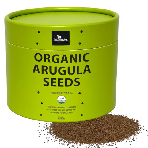 ZESTIGREENS Arugula Sprouting&Microgreens Seeds - Non-GMO,Heirloom Sprout Seeds in Bulk Resealable Container for&Growing Microgreens in Soil,Coconut Coir,Aerogarden&Hydroponic System. (0.5 Pound)
