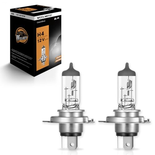 WEELMOTO H4 9003 ClassicBlaze - High Bright Anti-glare Halogen Headlight Bulb, High Beam, Low Beam Replacement Bulb with Super Bright Light Long Life 12V 60/55W (Contains 2 Bulbs)