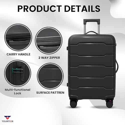 Image of 28-Inch Hard-Shell Luggage Suitcase | Lightweight 3.7 kg | 360 Spinner Wheels | 2-Way Zipper | Multi-Functional Lock | Business & Family Travel Trolley Bag (1, Dark GREY-24INCH)