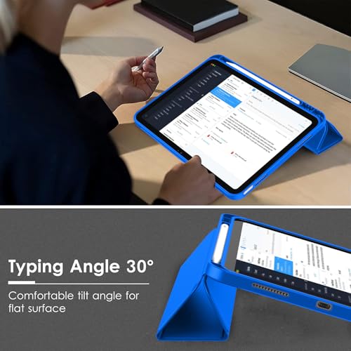 Image of ToaPoia Case for iPad (A16) 11 Inch 2025 /iPad 10th Generation 10.9 Inch 2022, Slim Trifold Stand Protective Cover with Pencil Holder and Soft TPU Back,Support Auto Sleep /Wake (Medium Blue)