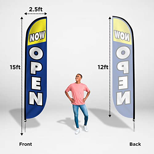 image for LookOurWay Open Themed 12-Feet Tall Feather Flag Banner for Business A