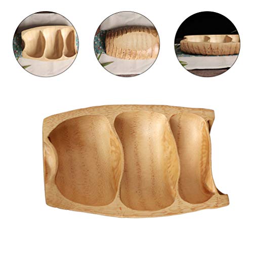 HEMOTON Bandeja de madeira para servir com compartimento, recipiente para doces e porcas, bandeja pa