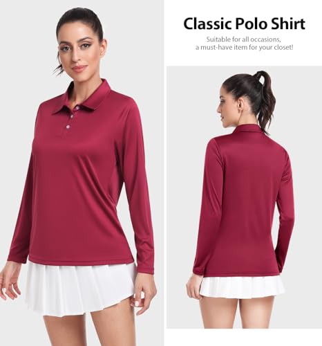 Star Vibe Long Sleeve Polo Shirts for Women Moisture Wicking Golf Shirt Quick Dry UPF 50+ Sun Tennis Athletic Tops 3 Pack3