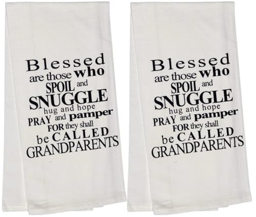 Petal Cliff Blessed are Those who Spoil and Snuggle Hug & Hope Pray and Pamper for They Shall be Called Grandparents. Set of 2, 100% Cotton Flour Sacks Kitchen Towels Size: 20 x 30 Inch.