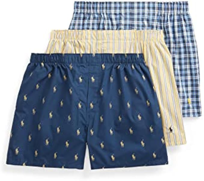 POLO Ralph Lauren Men's Classic Fit Cotton Woven Boxers 3-Pack