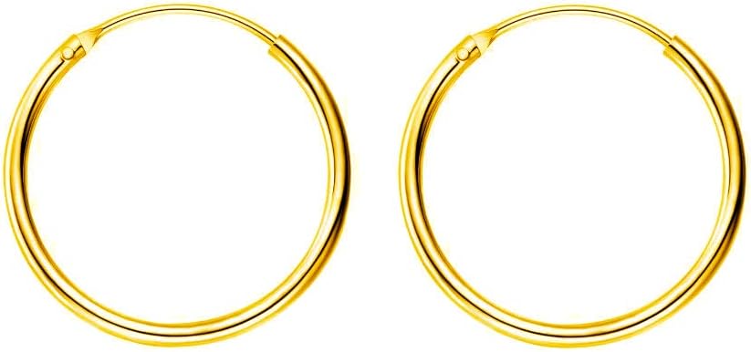Minimalist Thin Endless Hoop Earrings Sterling Silver 925 Simple Small Cartilage Huggie Hoops Tragus Earring Ear Piercing Nose Rings Studs 14mm 16mm 18mm 20mm Fashion Jewelry for Women Men BFF