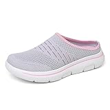 Women's mesh Breathable Soft Sole Mules Fashion Knitted Backless Slip on Lightweight Walking Shoes Casual Comfortable Outdoor Sports Wedge Mule (7,Pink)