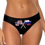 America And Russia Russians Flag Women's Thong Underwear Briefs Sexy No Show T-Back Breathable Thongs Panties for G-Strings Thongs 2XL