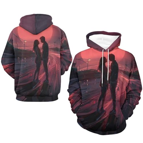 Sweat à capuche couple de rue pull unisexe manche longue noir taille S - 7