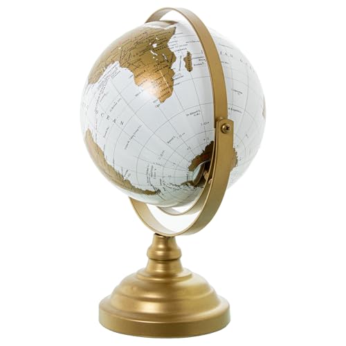 Globe terrestre blanc design doré 19x16x28cm objet déco salon - 8