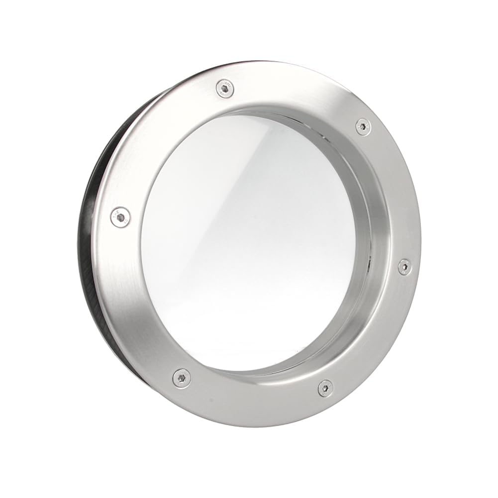 MLS Oblò B4000, Oblò per Porte, in Acciaio Inox, Vetro di Sicurezza, Adatto ha Porte di Spessore 40 mm, Viti di Fissaggio Visibili su Entrambi i Lati, Diametro 400 mm, Vetro Trasparente
