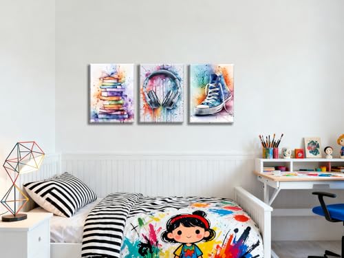 Image of Frimeeme Framed Teen Girls Bedroom Wall Art, Set of 3, 12 x 16 inch