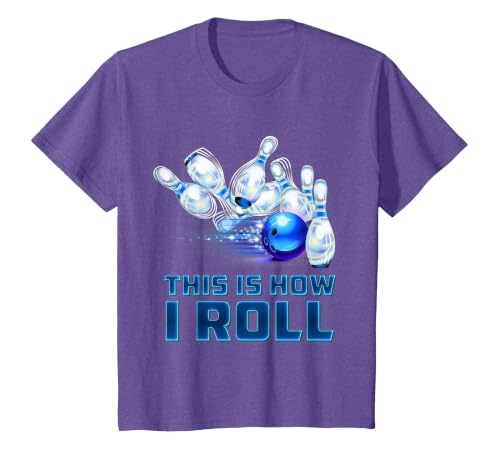 This is How I Roll Bowling T-Shirt, Youth, Purple Heather, 2T