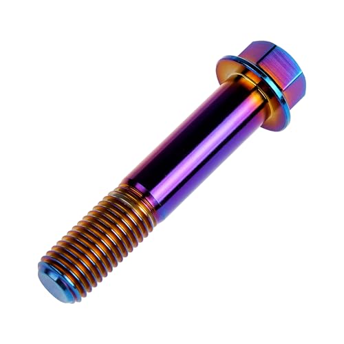 Image of Titanium Bolt M12 30 35 40 45 50 55 60 65 70 75 80 85 90mm Hex Small Flange Head for Motorcycle Car Modification Pack of 4 (M12x60mm Pitch 1.5, Burnt Blue)