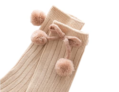 DINGDONG'S CLOSET Baby Tollder Girl Pompon Knee High Socks4