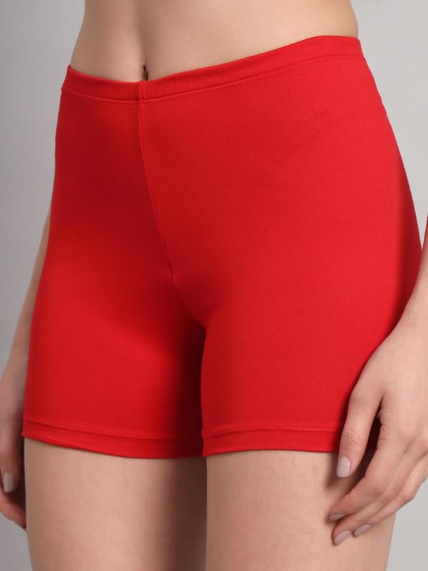 Image of Women's Workout Yoga Athletic Running Dance Gym Shorts High Waist Cheerleader Volleyball Short Pants Red