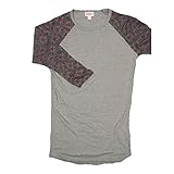 Lularoe Randy a XX-Small XXS Light Gray with Gold and Maroon Raglan Sleeve Unisex Baseball Tee Shirt XXS fits 00-0