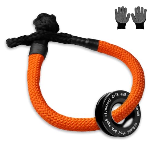 BCJCLTS Long Synthetic Soft Shackle & Winch Recovery Ring Kit, 1'' x 36'' Recovery Soft Shackle(66,000Lbs Breaking Strength), Snatch Recovery Ring for ATV UTV Off-Road Vehicles