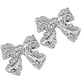 Pendientes de tuerca chapados en oro, elegantes aretes de aro con lazo, aretes de gota de cinta multicolor, joyería para niñas y adolescentes