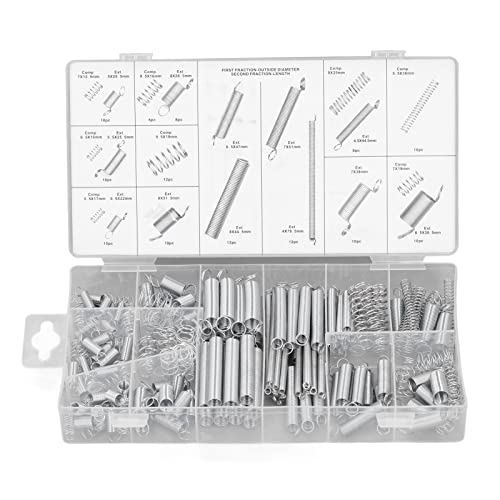 Jeanoko 200Pcs Spring Compression and Extension Assortment Accessory Set Kit for Maintenance DIY, with Good Elasticity and High Strength