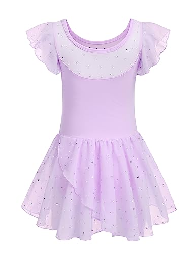 Zaclotre Girls Ballet Leotards Ruffle Sleeve Sparkle Dance Leotard Toddler Ballerina Dress Outfits2