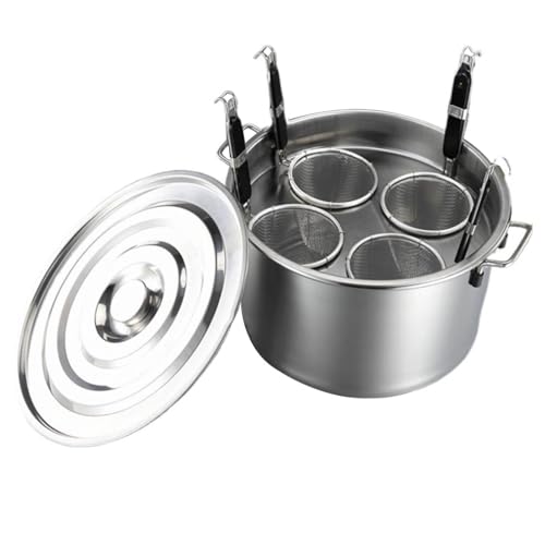 DFGHNBVC Multifunctional Soup Pot With Strainer,Pasta Cooking Tool With Insert Strainer Baskets, Stainless Steel 4 Hole Pasta Pot With Strainer And Lid Home Kitchen Steamer Stockpot For