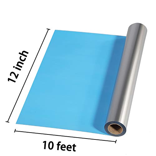 Image of FUNKAKA Heat Transfer Vinyl Shiny Silver PU Soft Metal HTV Rolls, 12 inch x 9ft