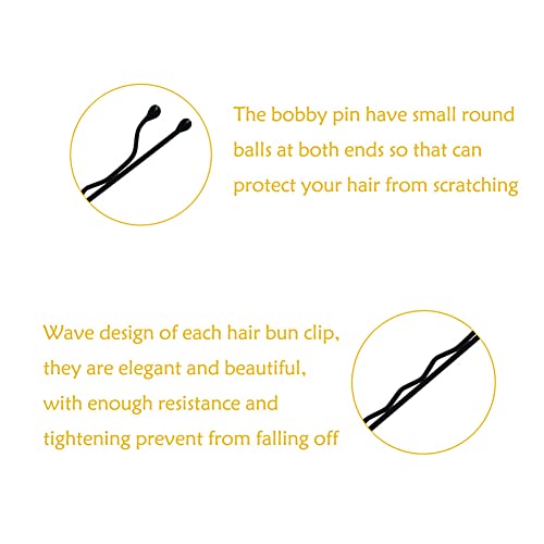 image for YINGFENG 220 Count Mini Wavy 1.38 Inch bobby pins black with Storage B