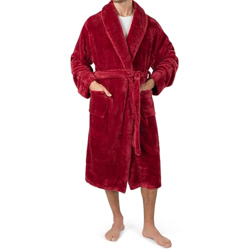Image of PAVILIA Mens Soft Robe, Plush Fluffy Fleece Bathrobe Men, Long Sherpa Shaggy Spa Robe