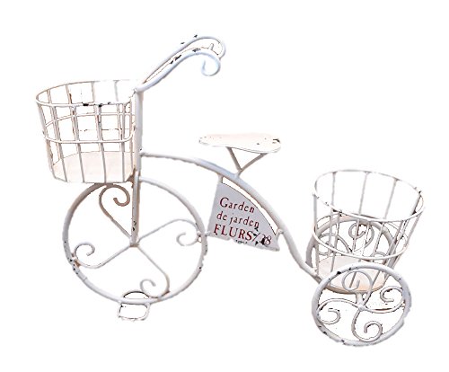 アイアン自転車プランター アンティーク風 ガーデニング雑貨 ホワイト インテリア 庭 シャビー
