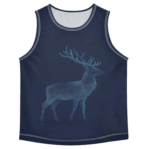 Christmas Reindeer Blue Boys Tank Tops Toddler Boys' Assorted Sleeveless Tank Tops for Summer,3T