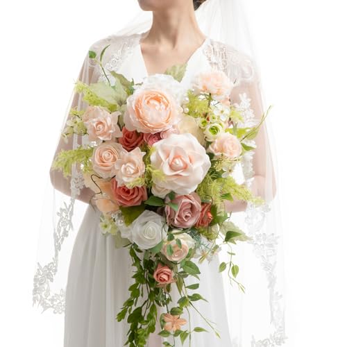 Ling's moment Pink Bride Bouquet - 15 Inch Wedding...