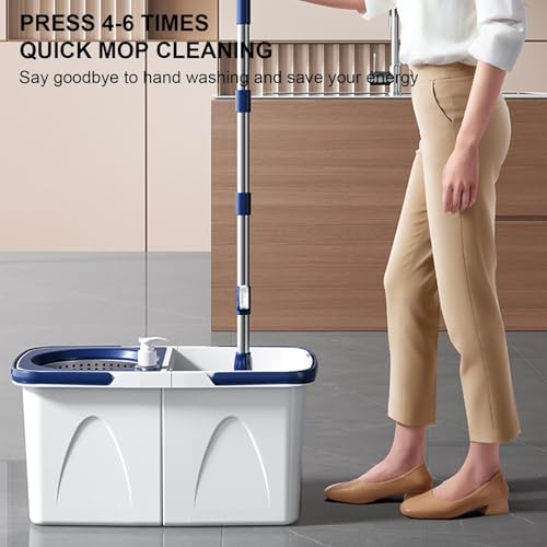 Vllold Wischmopp und Eimer mit Auswringer-Set, verstellbarer Griff, abnehmbarer Wischeimer, Wandreiniger, Nass- und Trockenbodenreinigungssystem, Wischeffizienz verbessert – Bild 5