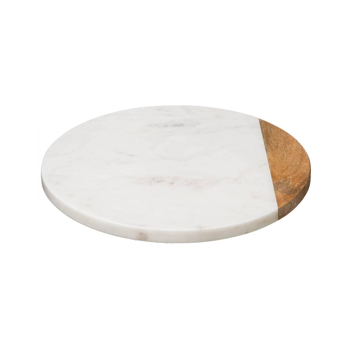 Secret de Gourmet Drehteller aus weißem Marmor und Mangoholz, Durchmesser 30,5 cm