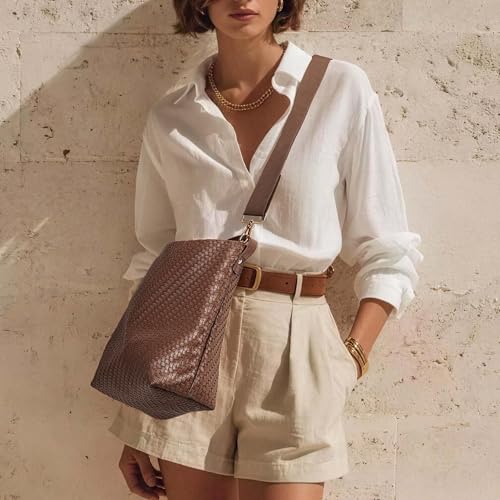 Bolso Tote tejido para mujer con correas ajustables miniatura 3