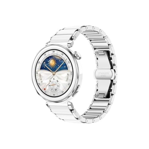�ɓK��18mm �Z���~�b�N�u���X���b�g�X�g���b�v Huawei Watch GT 5 /4 /41mm/GT5Pro 42mm �Ή� Garmin Forerunner 265S/255S(Silver White,For Huawei GT4 41mm)