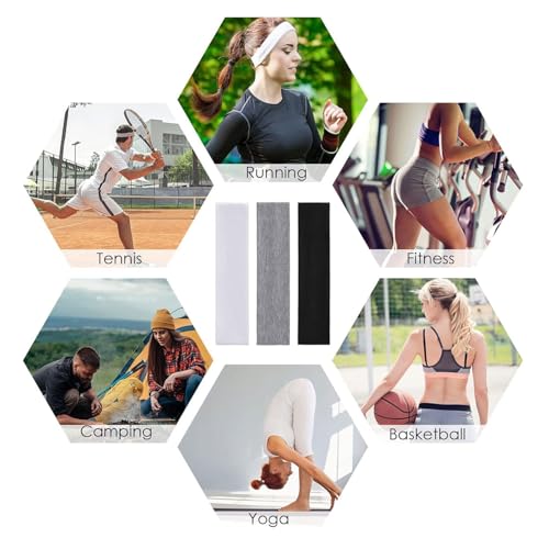 SALVIA DIONE Spor Saç Bantları - Elastik Kaymaz İnce Saç Ter Kafa Bandı Bandana, Kadın & Erkek Koşu