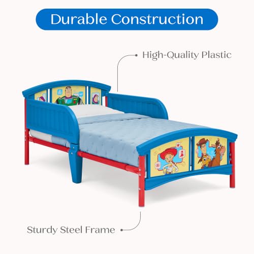 Image of Delta Children Plastic Toddler Bed, Toy Story 5 | Low-to-Floor Toddler Bed with Included Safety Rails, BSA Certified, Fits Full-Size Crib Mattress