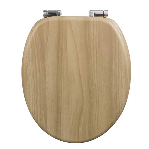 WOLTU Wooden Toilet Seat, Soft Close WC Seat with Strong Hinge Ideal for Standard Toilet Bright Oak