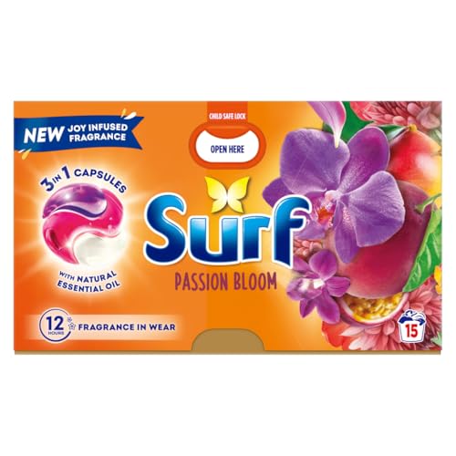 Surf 3 in 1 Laundry Washing Detergent Capsules Passion Bloom 15 washes