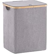 YOUDENOVA Handwoven Laundry Hamper Basket With Lid & Removable Bag - White, Collapsible - View #12